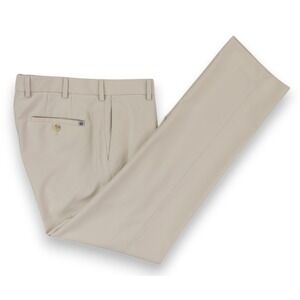 Peter Millar Durham High Drape Performance Pants Mens 33x31 Beige Microfiber
